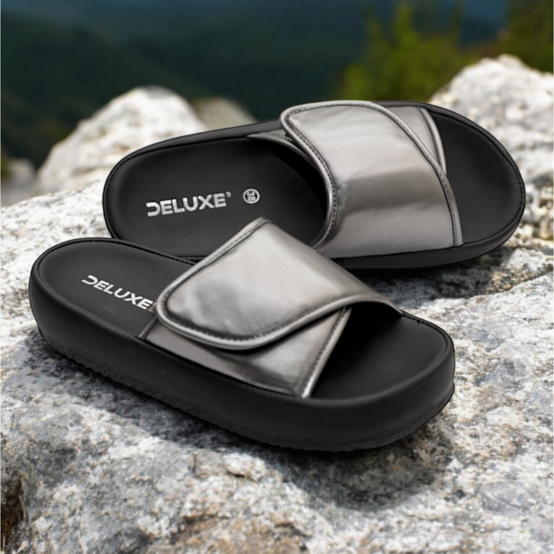 Metallic Bliss Slide Sandals - SINGLE SILVER