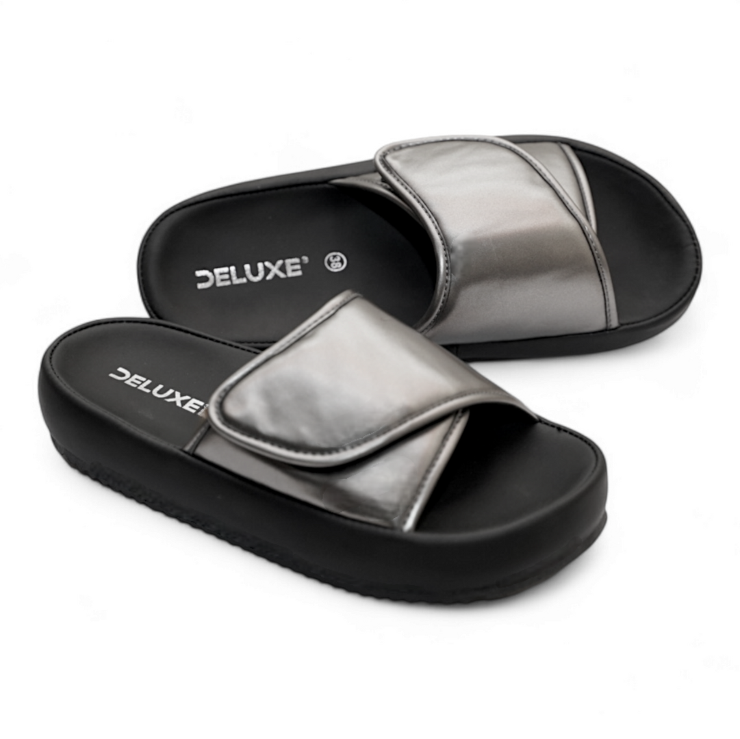 Metallic Bliss Slide Sandals - SINGLE SILVER