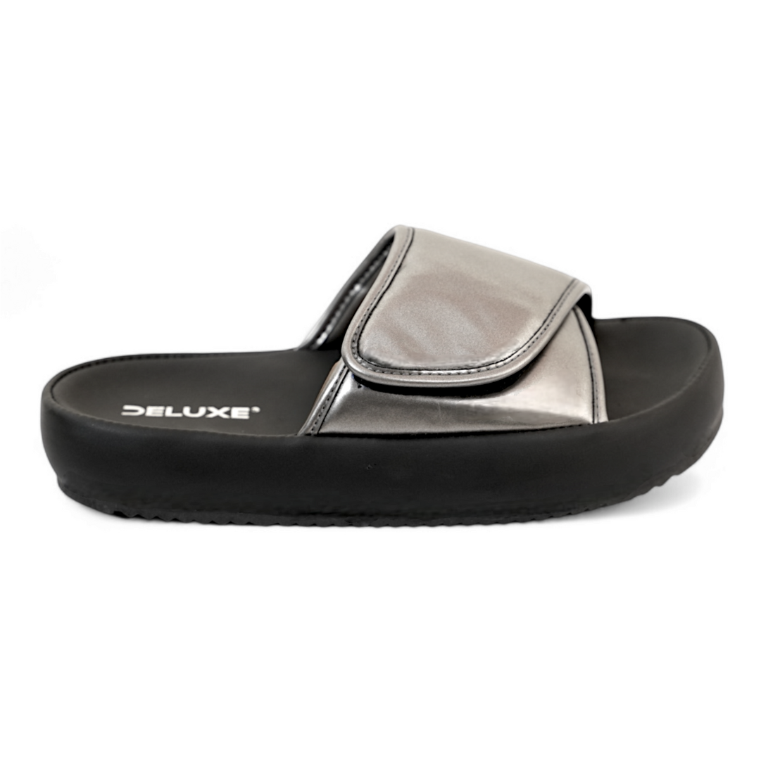 Metallic Bliss Slide Sandals - SINGLE SILVER