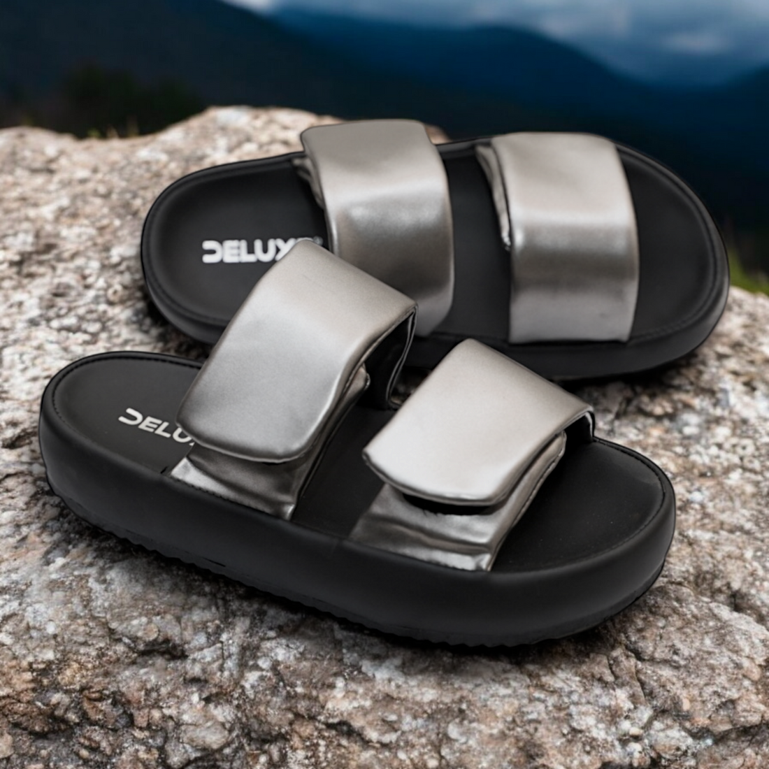 Luxe Comfort Slide Sandals - DOUBLE SILVER