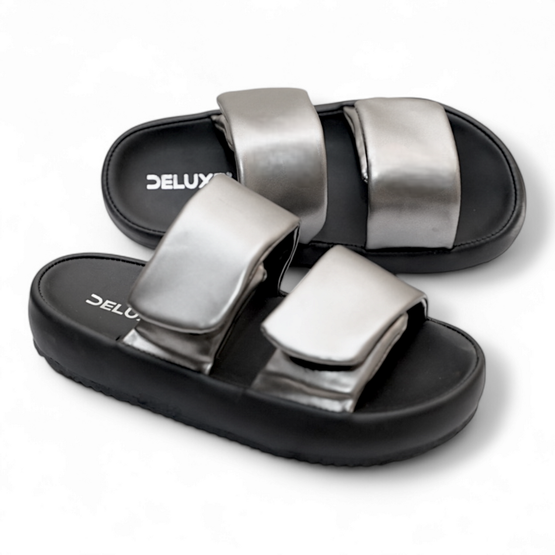 Luxe Comfort Slide Sandals - DOUBLE SILVER